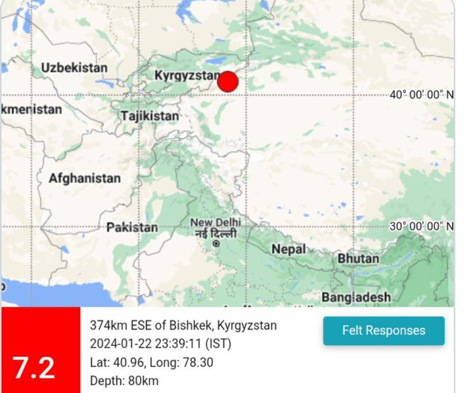 Earthquake tremors felt here, people came out of their homes.