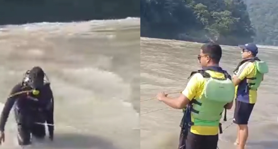 उत्तराखंड: गंगा के तेज बहाव में बहे युवक की तलाश में जुटी SDRF..